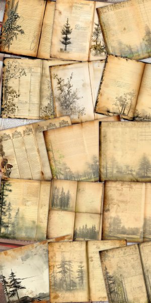 Forest Background Digital Junk Journal Collage Printable for Invitations, Planners, Journaling, Junk Journals | Nature Journal Paper