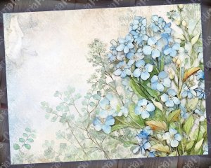 Fairy Tale Watercolor Forget-me-nots Junk Journal Background | Floral Nature Journal Paper | Digital Planner | Invitations | Muted Colors