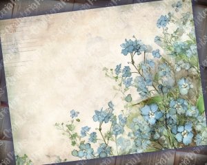 Fairy Tale Watercolor Forget-me-nots Junk Journal Background | Floral Nature Journal Paper | Digital Planner | Invitations | Muted Colors