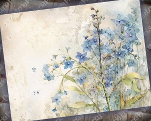 Fairy Tale Watercolor Forget-me-nots Junk Journal Background | Floral Nature Journal Paper | Digital Planner | Invitations | Muted Colors