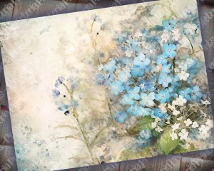 Fairy Tale Watercolor Forget-me-nots Junk Journal Background | Floral Nature Journal Paper | Digital Planner | Invitations | Muted Colors