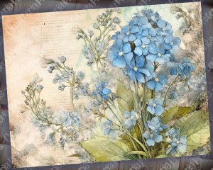 Fairy Tale Watercolor Forget-me-nots Junk Journal Background | Floral Nature Journal Paper | Digital Planner | Invitations | Muted Colors