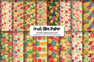 Colorful Fruit Slices Digital Paper - Seamless Texture for DIY Crafts, Scrapbooking, and Printing - Instant Download - Summer Fruit Pattern