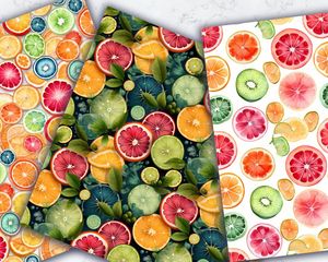 Colorful Fruit Slices Digital Paper - Seamless Texture for DIY Crafts, Scrapbooking, and Printing - Instant Download - Summer Fruit Pattern