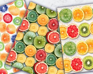 Colorful Fruit Slices Digital Paper - Seamless Texture for DIY Crafts, Scrapbooking, and Printing - Instant Download - Summer Fruit Pattern