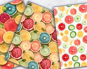 Colorful Fruit Slices Digital Paper - Seamless Texture for DIY Crafts, Scrapbooking, and Printing - Instant Download - Summer Fruit Pattern