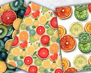 Colorful Fruit Slices Digital Pattern Paper, Seamless Texture for Scrapbooking and Crafts, Instant Download, Commercial Use, Printable Paper