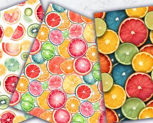 Colorful Fruit Slices Digital Pattern Paper, Seamless Texture for Scrapbooking and Crafts, Instant Download, Commercial Use, Printable Paper