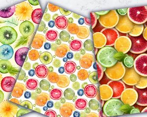 Colorful Fruit Slices Digital Pattern Paper, Seamless Texture for Scrapbooking and Crafts, Instant Download, Commercial Use, Printable Paper