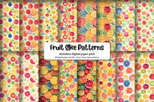 Colorful Fruit Slices Digital Paper Collection - Seamless Patterns for Crafts, Scrapbooking, and DIY Projects - Instant Download