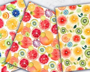 Colorful Fruit Slices Digital Paper Collection - Seamless Patterns for Crafts, Scrapbooking, and DIY Projects - Instant Download