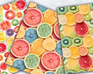 Colorful Fruit Slices Digital Paper Collection - Seamless Patterns for Crafts, Scrapbooking, and DIY Projects - Instant Download