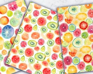 Colorful Fruit Slices Digital Paper Collection - Seamless Patterns for Crafts, Scrapbooking, and DIY Projects - Instant Download