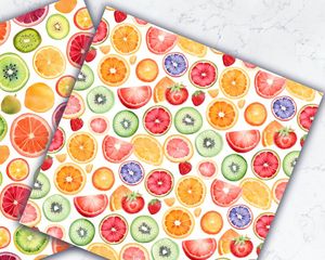 Colorful Fruit Slices Digital Paper Collection - Seamless Patterns for Crafts, Scrapbooking, and DIY Projects - Instant Download