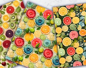 Colorful Fruit Slices Digital Paper - Seamless Pattern for Crafts and Scrapbooking - Instant Download - Commercial Use Allowed