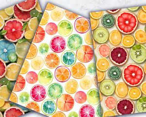 Colorful Fruit Slices Digital Paper - Seamless Pattern for Crafts and Scrapbooking - Instant Download - Commercial Use Allowed