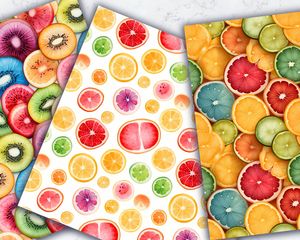 Colorful Fruit Slices Digital Paper - Seamless Pattern for Crafts and Scrapbooking - Instant Download - Commercial Use Allowed