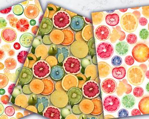 Colorful Fruit Slices Digital Paper - Seamless Pattern for Crafts and Scrapbooking - Instant Download - Commercial Use Allowed