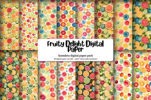 Colorful Fruit Slices Digital Paper Seamless Pattern for Scrapbooking, Crafts, and Printables | Instant Download | Commercial Use