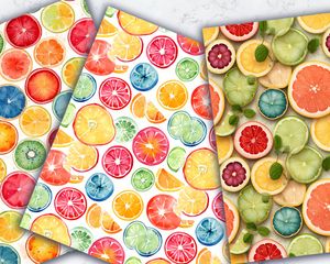 Colorful Fruit Slices Digital Paper Seamless Pattern for Scrapbooking, Crafts, and Printables | Instant Download | Commercial Use