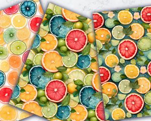 Colorful Fruit Slices Digital Paper Seamless Pattern for Scrapbooking, Crafts, and Printables | Instant Download | Commercial Use