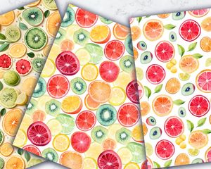 Colorful Fruit Slices Digital Paper Seamless Pattern for Scrapbooking, Crafts, and Printables | Instant Download | Commercial Use