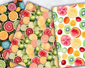 Colorful Fruit Slices Digital Paper Seamless Pattern for Scrapbooking, Crafts, and Printables | Instant Download | Commercial Use