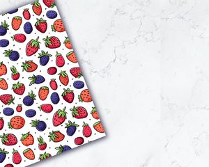 Strawberry & Blueberry Digital Pattern Paper with Cute Doodle Style Watercolor Illustration, Seamless Texture, Big Elements, Vivid Colors