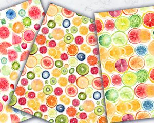 Fruit Slices Digital Paper Pattern - High Quality Seamless Texture for Scrapbooking, Crafts, and Design Projects - Instant Download