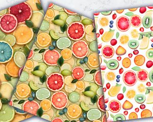 Fruit Slices Digital Paper Pattern - High Quality Seamless Texture for Scrapbooking, Crafts, and Design Projects - Instant Download