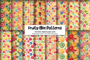 Colorful Fruit Slices Digital Paper Seamless Pattern - High Quality Fruity Clipart Backgrounds for Scrapbooking, Crafts, and DIY Projects