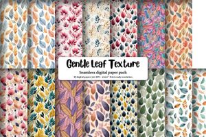 Nature-inspired Gentle Leaf Digital Paper, watercolor illustration style, line art illustration, limited colors palette, crisp details