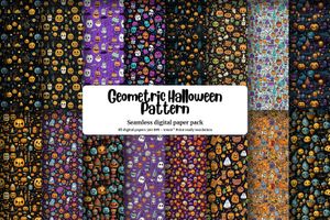 SWEET & SPOOKY Hand Drawn Geometric Halloween Seamless Pattern, Digital Paper for Crafts, DIY Projects, Scrapbooking, Instant Download