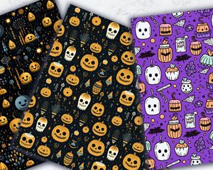 SWEET & SPOOKY Hand Drawn Geometric Halloween Seamless Pattern, Digital Paper for Crafts, DIY Projects, Scrapbooking, Instant Download