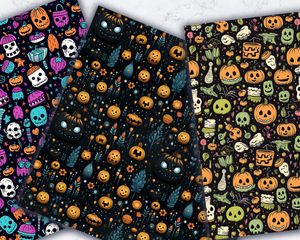 SWEET & SPOOKY Hand Drawn Geometric Halloween Seamless Pattern, Digital Paper for Crafts, DIY Projects, Scrapbooking, Instant Download