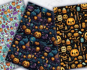 SWEET & SPOOKY Hand Drawn Geometric Halloween Seamless Pattern, Digital Paper for Crafts, DIY Projects, Scrapbooking, Instant Download