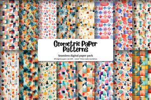 Geometric Shapes Digital Paper Pack - Seamless Pattern Collection for Crafts, Scrapbooking, and Graphic Design - Instant Download