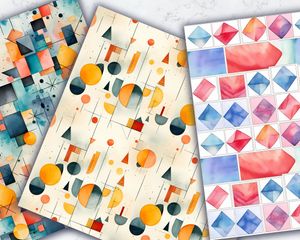 Geometric Shapes Digital Paper Pack - Seamless Pattern Collection for Crafts, Scrapbooking, and Graphic Design - Instant Download