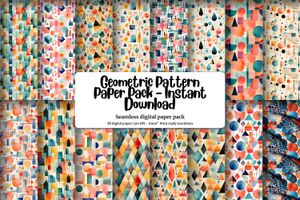 Geometric Shapes Digital Paper Seamless Texture Pack for Scrapbooking, Crafts, and DIY Projects - Instant Download, Commercial Use