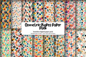 Geometric Shapes Digital Paper Seamless Texture Bundle for Scrapbooking, Crafts, and Graphic Design - Set of 17 Unique Patterns