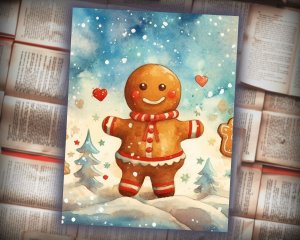 20 papers | Vintage Christmas Retro Gingerman Scrapbooking Kit with Printable Pages, Shabby Chic Journaling, Junk Journal Ephemera