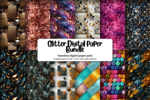 Set of 13 Glitter Texture Digital Paper Seamless Patterns for Crafts and Design Projects, Instant Download, Commercial Use, High Quality