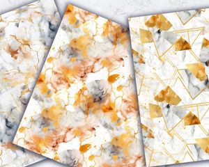 Marble Texture Gold Elements Digital Paper Pack with Seamless Patterns | Instant Download | High-Quality Designs for Scrapbooking, Crafting