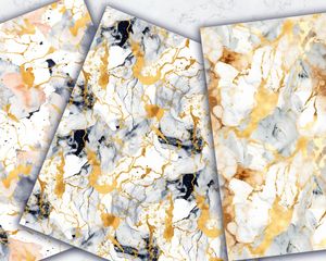 Marble Texture Gold Elements Digital Pattern Paper for Scrapbooking, Cardmaking, and Crafts - Seamless Designs for Digital Downloads