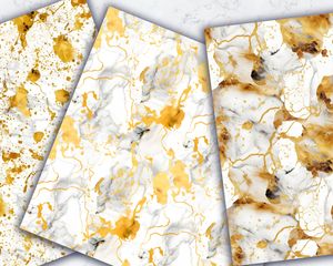 Marble Texture Gold Elements Digital Paper Pack for Crafts, Scrapbooking, and Design Projects - Seamless Patterns, Instant Download