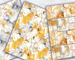 Marble Texture Gold Elements Digital Paper Pack for Crafts, Scrapbooking, and Design Projects - Seamless Patterns, Instant Download