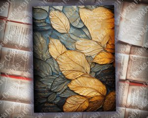 14 pages of Stained Glass Golden Leaves shabby chic ephemera scrapbooking background, perfect for invitations, digital planners, journaling