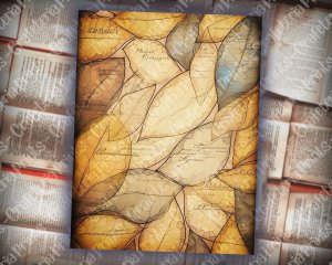 14 pages of Stained Glass Golden Leaves shabby chic ephemera scrapbooking background, perfect for invitations, digital planners, journaling