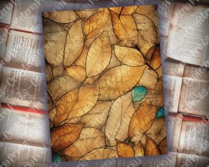 14 pages of Stained Glass Golden Leaves shabby chic ephemera scrapbooking background, perfect for invitations, digital planners, journaling