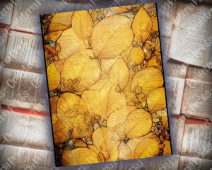 14 pages of Stained Glass Golden Leaves shabby chic ephemera scrapbooking background, perfect for invitations, digital planners, journaling